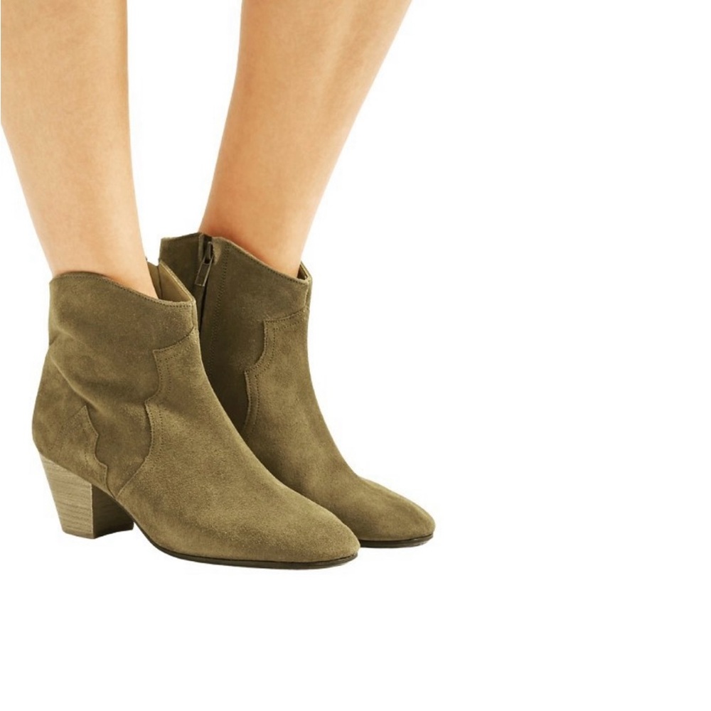 Olive Suede Ankle Boots